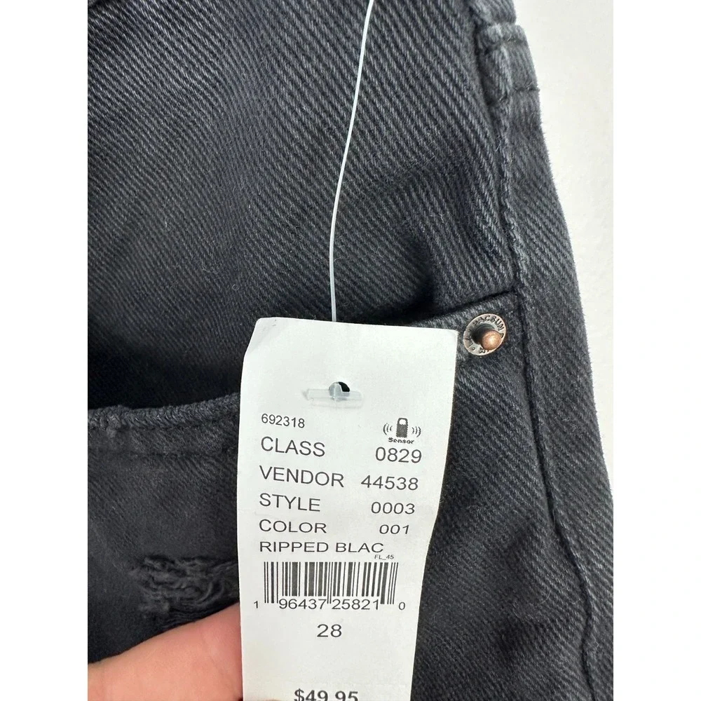PacSun Denim Shorts 28 Black Vintage High Rise‎ Distressed Raw Hem Y2K Grunge